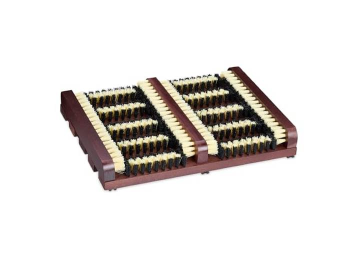 Relaxdays Grille Gratte-Pieds en Bois\, antidérapant\, brosses en Plastique\, pour intérieur et extérieur\, Marron foncé