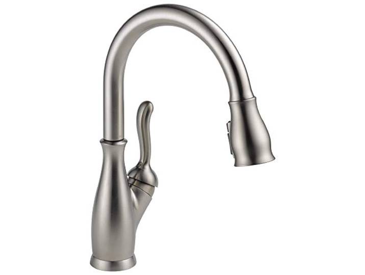 Delta Faucet Leland 9178-SP-DST Küchenarmatur, gebürstetes Nickel, magnetischer Docking-Sprühkopf, SpotShield Edelstahl, zum Herunterziehen