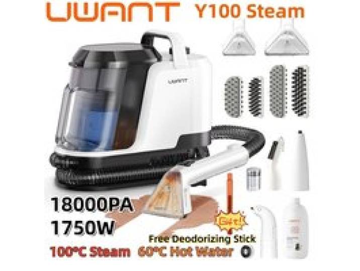 Uwant Y100 Nettoyeur Vapeur pour Tapis 1750W 18000Pa Vapeur 100°C Eau Chaude 60°C Auto-nettoyant