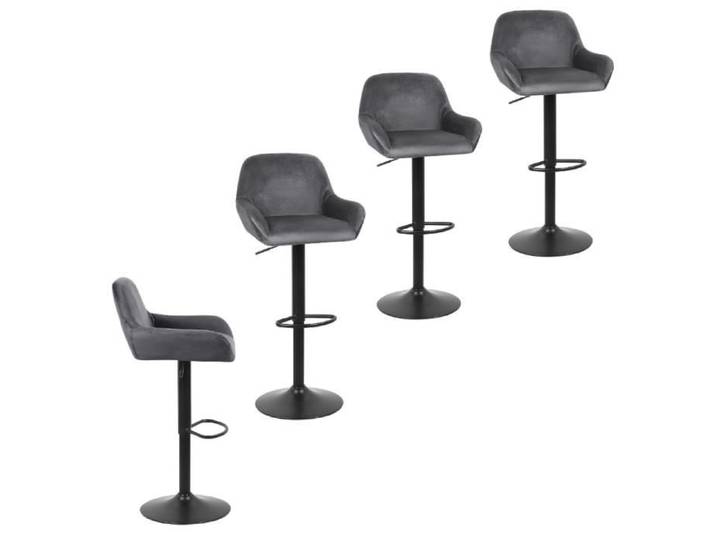 Tabouret de bar scandinave - BUL - Lot de 4 - Tissu - Gris Foncé - Réglable en hauteur - Avec accoudoirs