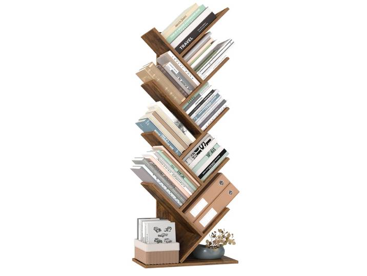 Étagère d'angle 9 niveaux gain de place pour bureau chambre marron