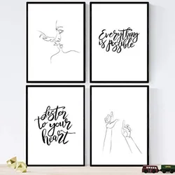 POSTER Set mit 4 ‚Hör auf dein Herz‘ A3 Schwarzer Rahmen