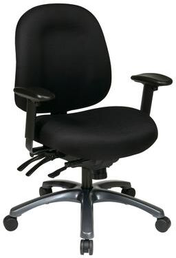 Office Star Products Multi-Function Mid-Office Chair with Seat Slider and Titanium Finish Base