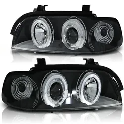 LED Angel Eyes Scheinwerfer passend für BMW 5er E39 95-03 schwarz Black