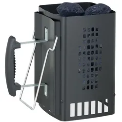 Relaxdays Anzündkamin für den Grill Schwarz,Silber
