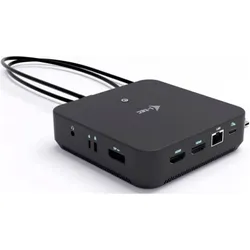 i-tec USB-C 1XDP 2X HDMI DOCK (USB-C, 12 Ports), Dockingstation + USB Hub, Schwarz