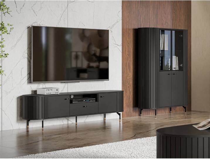 MIRJAN24 Wohnzimmer-Set Zante I, (2er-Set, Vitrine, TV-Lowboard), LED-Beleuchtung als Option