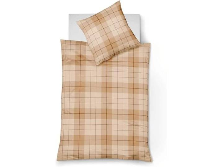 fleuresse Lech Edelflanell Bettwäsche 240x220 Karo karamel Sand 604112-03