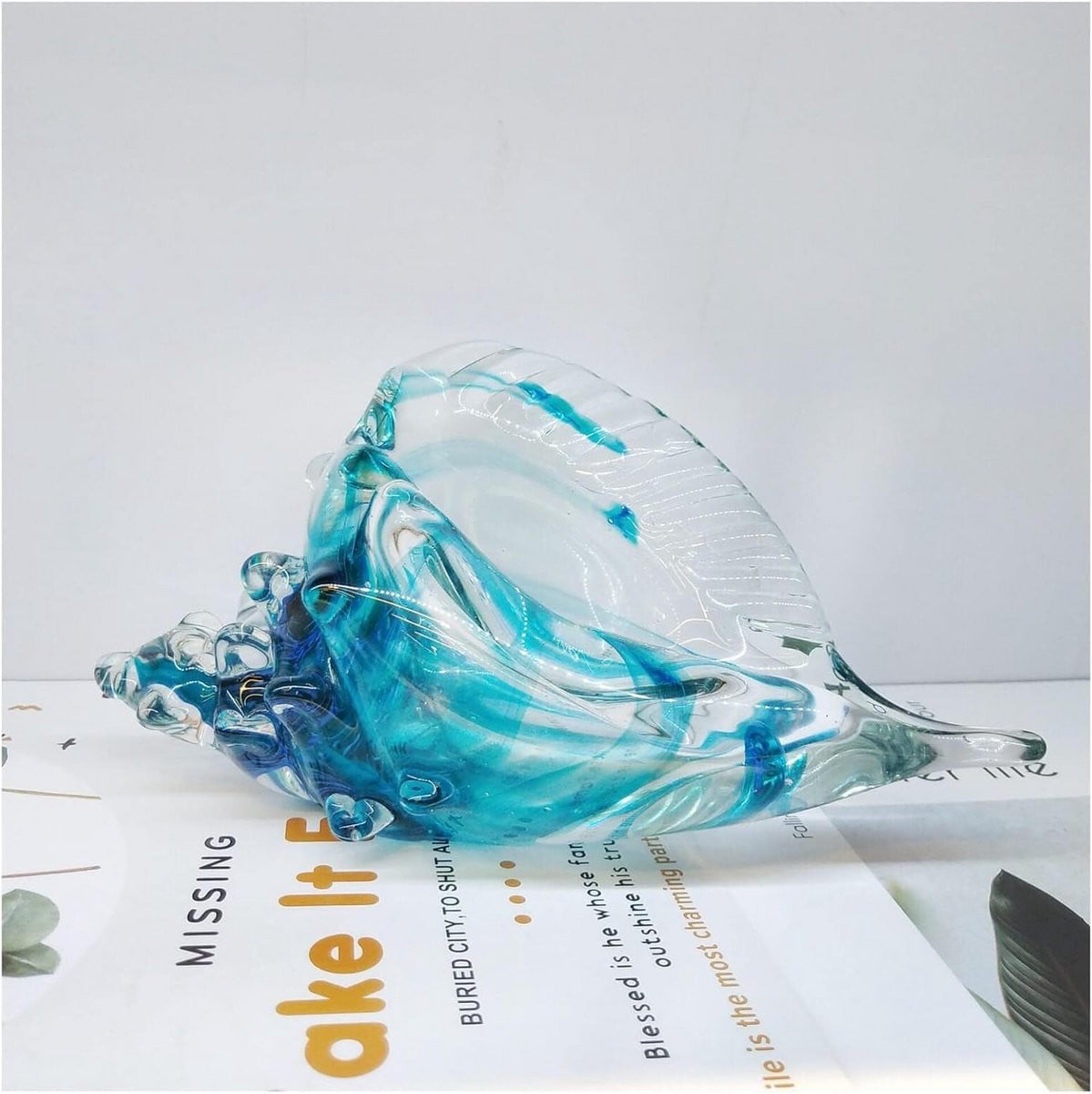 Handgeblazen glazen schelp decoratie beeldje voor op tafel