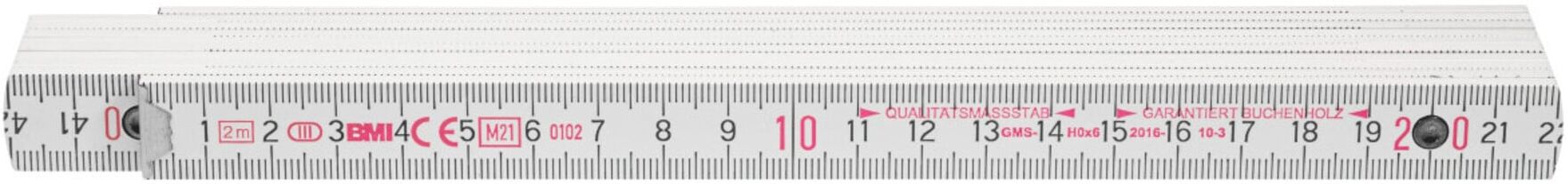 BMI Holz-Gliedermaßstab weiß, Länge: 2m (465960 2)
