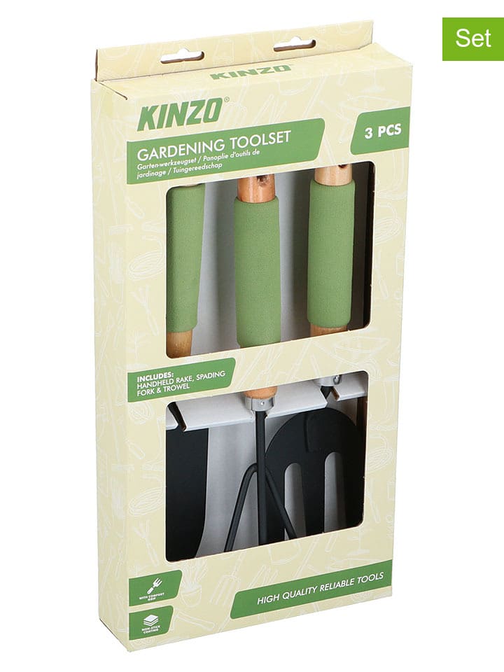 KINZO 3tlg. Gartenwerkzeug-Set in Grün - onesize