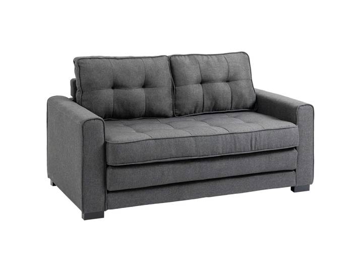 Canapé convertible 2 places design contemporain capitonné tissu gris