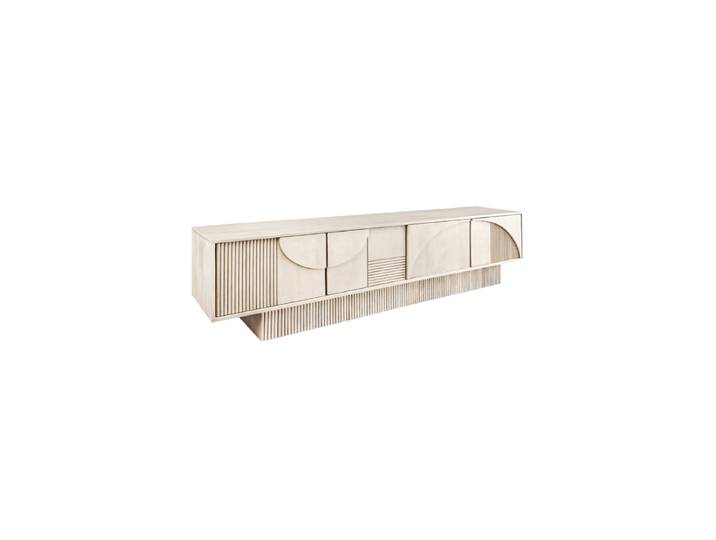 Grosses, massives Design Lowboard „Art Deco“ Mangoholz Natural Whitewash Invicta Interiors