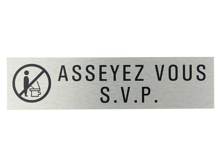Alu-Schild Asseyez-vous SVP 16 × 4 cm