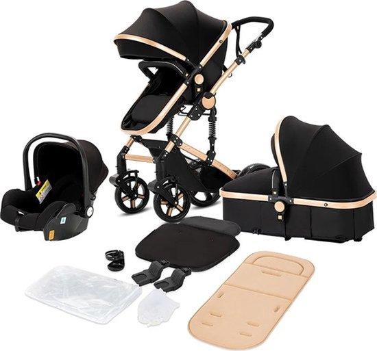 r 3-in-1 Reisebuggy - Autositz - Buggy für 0-36 Monate - Zusammenklappbar - Schwarz/Gold