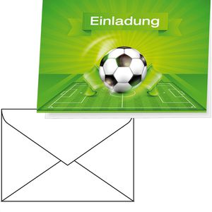 Perleberg Einladungskarten 7440001-2, Fußball, 105 x 145 mm (A6), Klappkarten mit Umschlag, 5 Stück