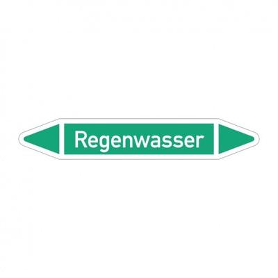 Aufkleber I RKZ-Etikett Regenwasser,DIN 2403,grün/weiß,für Ø 25-40mm,154x26mm,5/Bogen