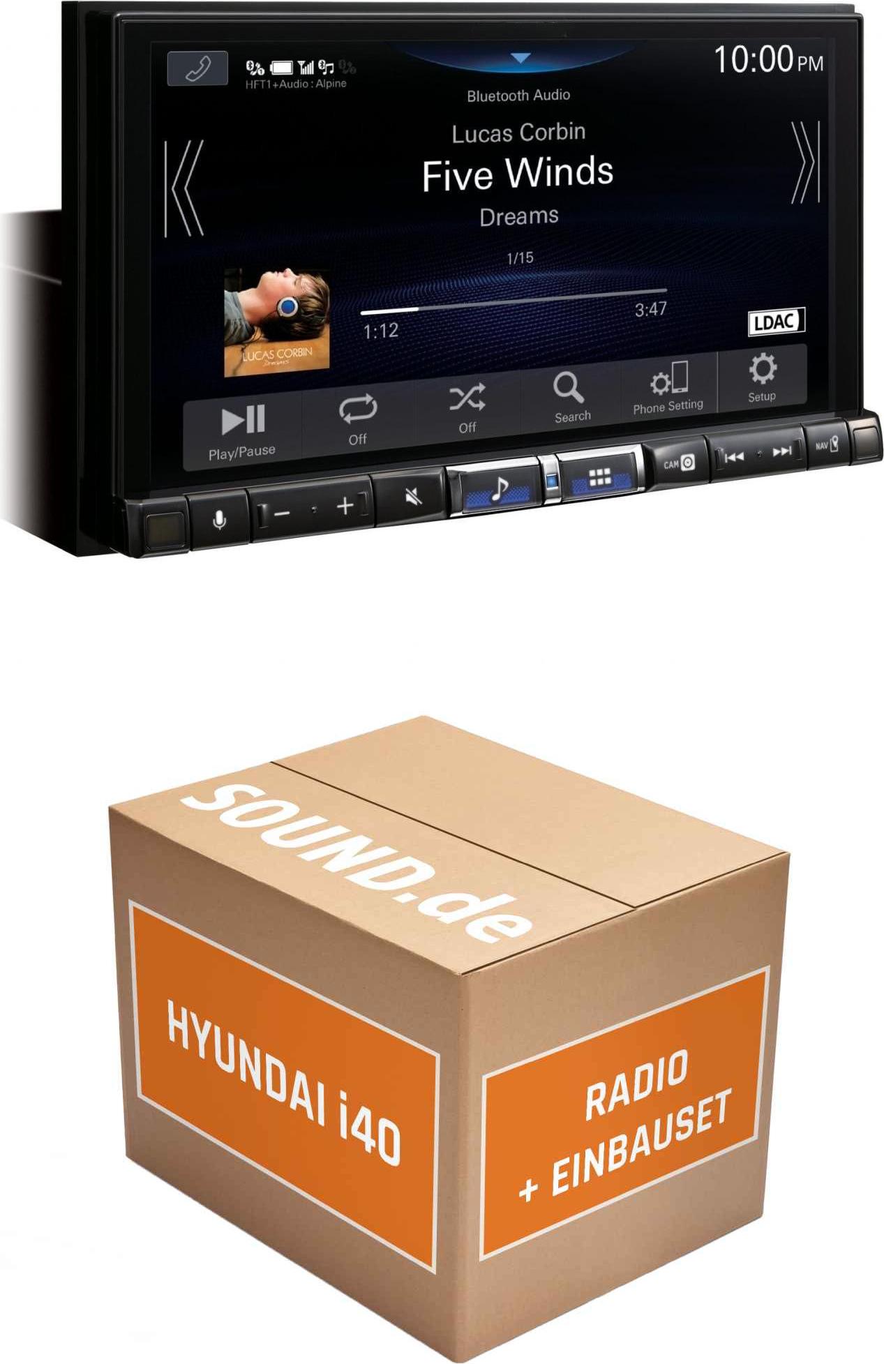 Autoradio Einbaupaket Alpine iLX-705D passend für Hyundai i40 | Wireless Apple CarPlay Wireless Android Auto