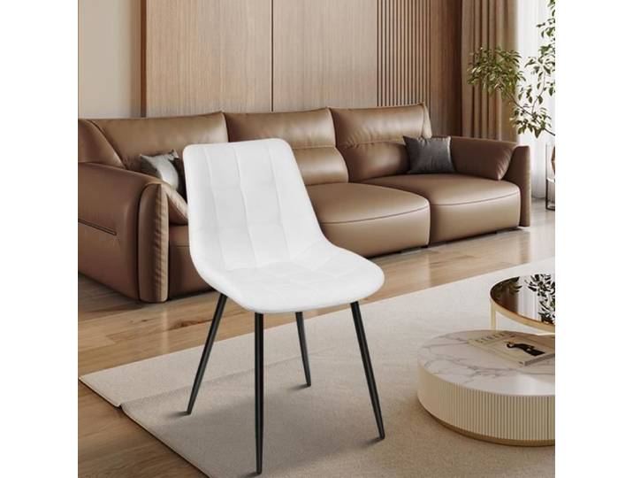 Chaise de salle à manger en PU - Blanc - Lot de 2 - YIPEEMA