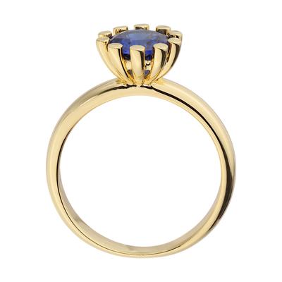 Fingerring JOBO "Ring blau" Gr. 52, vergoldet, Fingerringe, Damen, 52, Silber 925 (Sterlingsilber), Fingerring, 925 Silber vergoldet mit Spinell