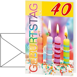 Böttcher-AG Geburtstagskarte 52117040, 40 Jahre, Klappkarte mit Umschlag, 11,5 x 17 cm