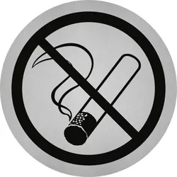 Aufkleber - Piktogramm Rauchen verboten, Edelstahl, selbstklebend, Ø 50 mm
