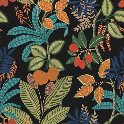 RoomMates Black & Green Funky Jungle Peel and Stick Wallpaper