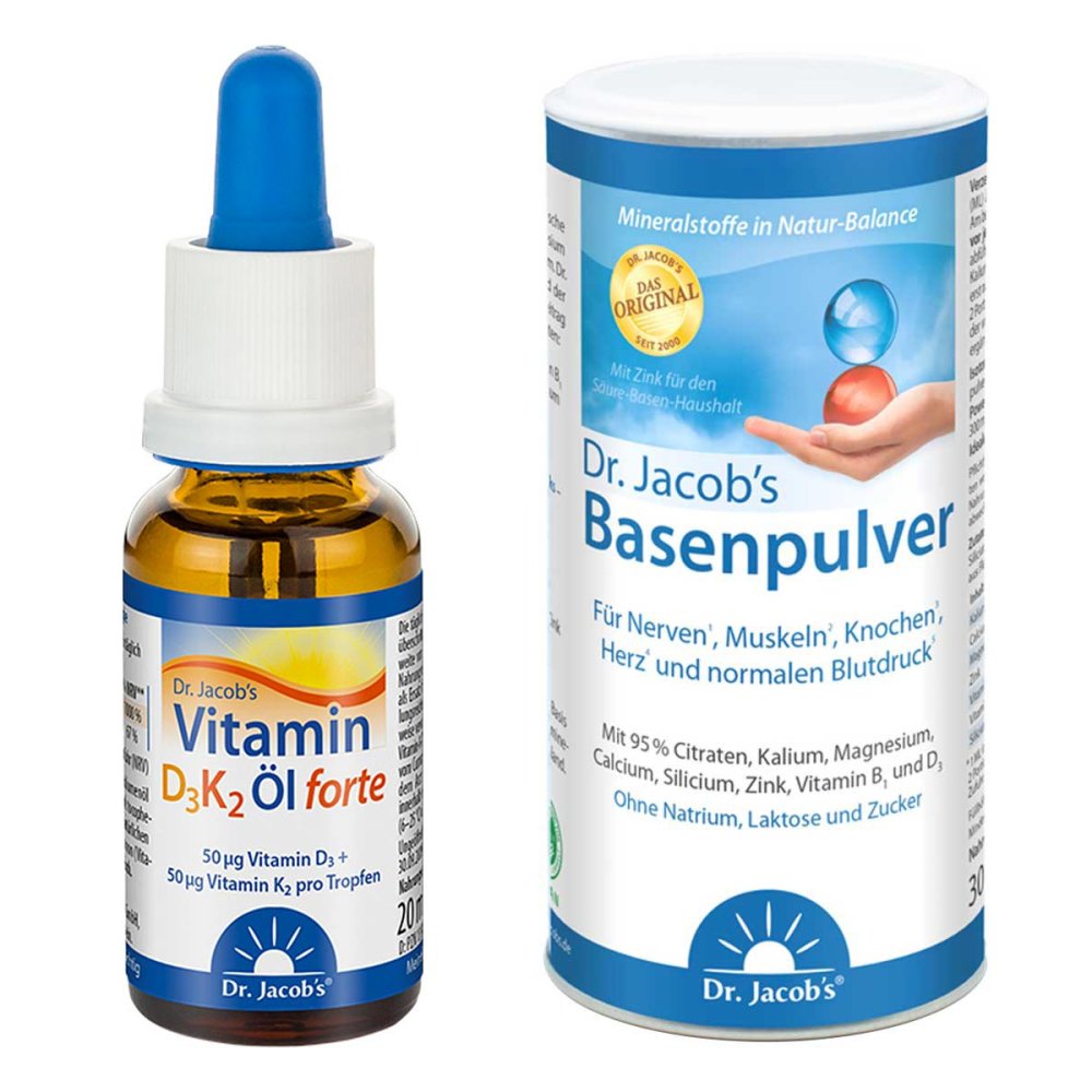 Dr. Jacob's Vit. D3 K2 Öl forte + Dr. Jacob's Basenpulver 08102692