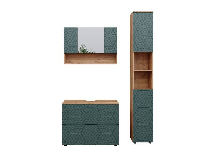Meubles bain Irma 3 pièces Vert/Chêne doré Vicco 47202