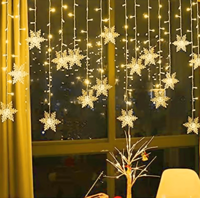 Inspire Curations Snowflake LED Curtain String Lights warm eu Plug