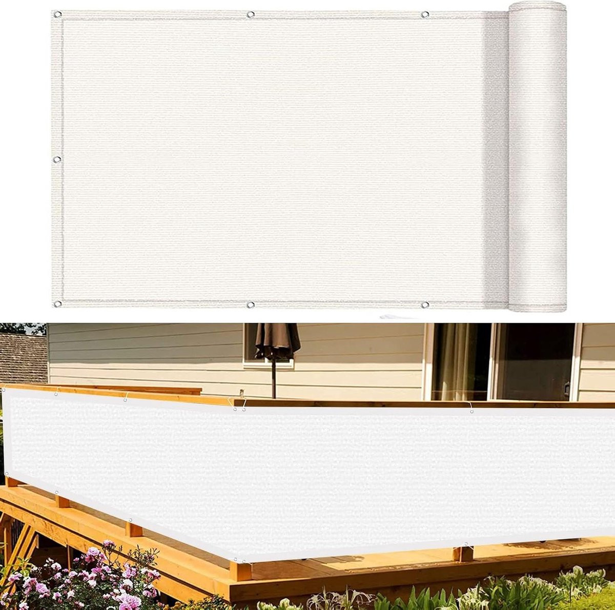 Wit Balkonscherm Privacy scherm UV-beschermend 50 x 850 cm