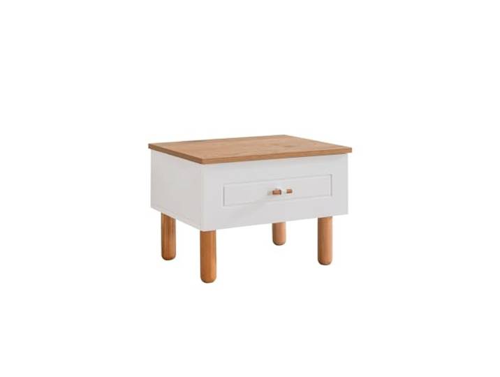 Hanah Home Eleganter weißer Nachttisch, 57 x 45 x 41 cm 100% melaminbeschichtete Spanplatte & lackiertes MDF Stabile Holzbeine, modernes Design