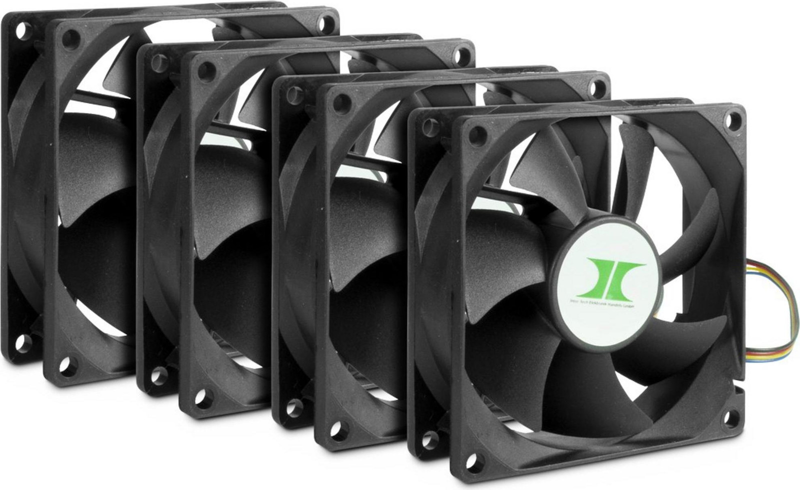 Inter-Tech 88887290 IPC Fan Set 4x Lüfter 80x80x25 mm, zwart