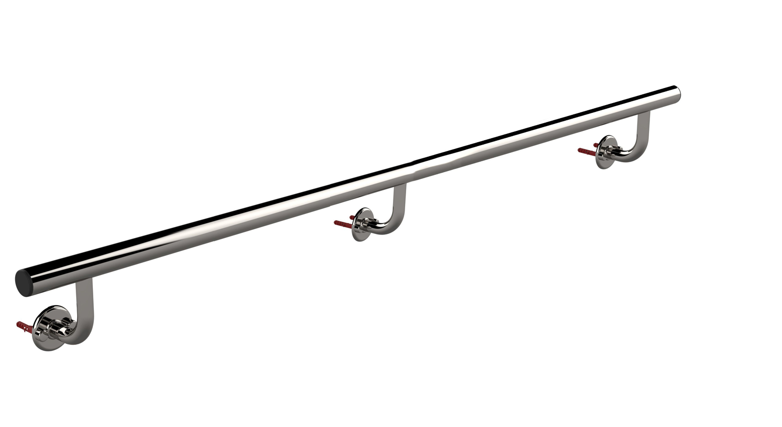 Eichenwald Ideal Edelstahl Eichenwald Modell 14.1 Haltestangen Länge 3,0m mit 3 gebogenen Stützen