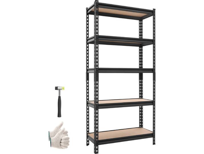 VEVOR Zwaar Uitgevoerde Opbergkast 720x309x1520mm\, Draagvermogen 907\,2kg\, Stalen Frame\, 5 Verstelbare MDF-Planken\, Modulaire Opbergkast te Gebruiken Als Werkbank\, Flexibele Metalen Opbergkast voor Kelder\, Garage\, Werkplaats