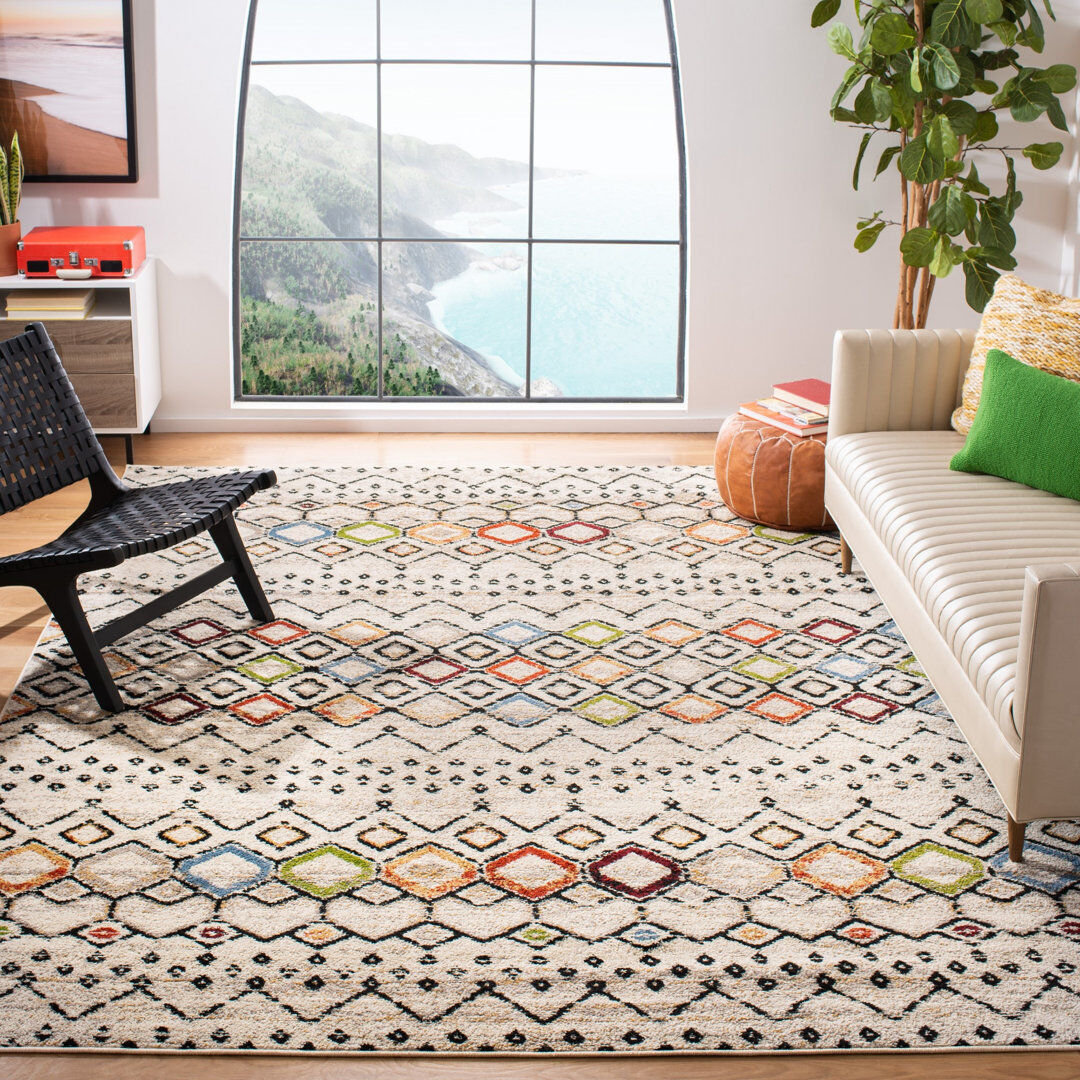 Bloomsbury Market Savoy Geometric Area Rug Ivory Rectangle 236 x 305cm