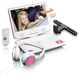 Lenco DVP-910 (Tragbarer DVD-Player), Bluray Player + DVD Player, Rosa, Pink
