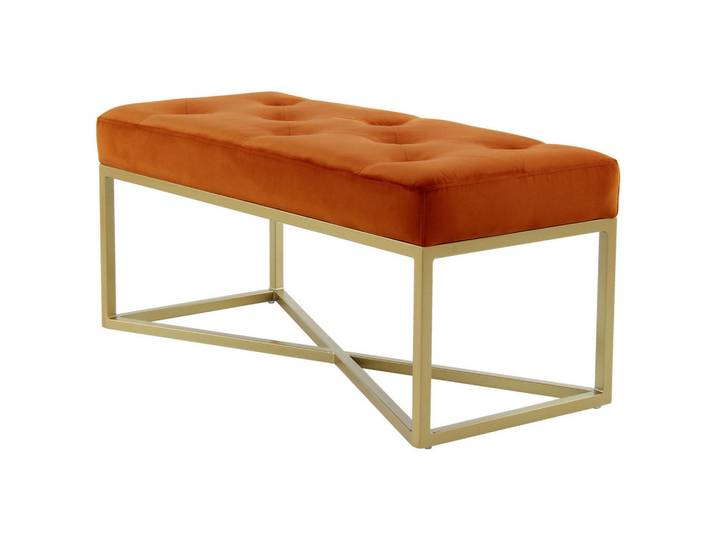 Kayoom Hockerbank, Orange, Gold, Holz, Metall, 40x40x90 cm, Bsci, Schlafzimmer, Bettbank