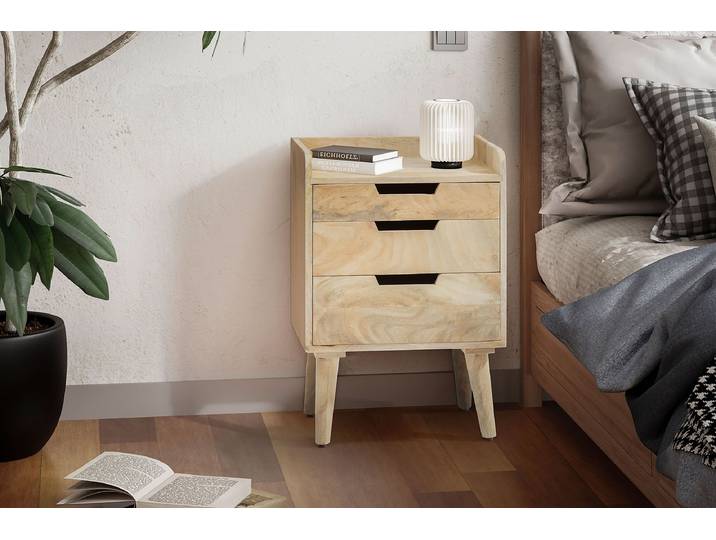 Table de nuit massive Vivero 45 x 63 x 33cm Bois/Marron