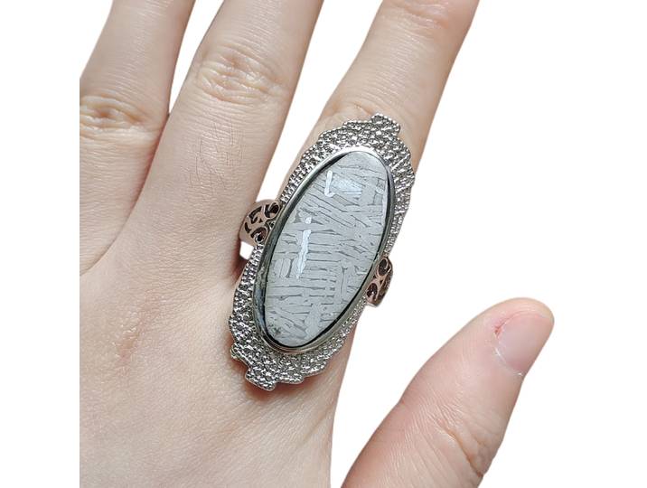 Muonionalusta – bague météorite en fer, boîtier en argent S925, matériau météorite naturel, Collection de bagues, amulette météorite