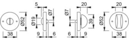 Hoppe Schlüsselrosetten-Paar 42KVS Alu.F1 Schildstärke 9mm Bad SK/OL rd. (6988612)