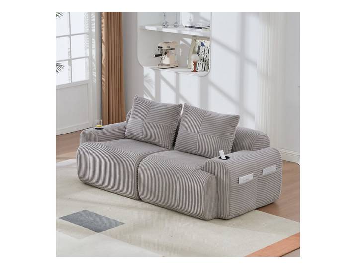 REDOM Sofa mit Getränkehalter und seitlicher Aufbewahrungstasche, Frei kombinierbar, vakuumverpackt, Loungesofa