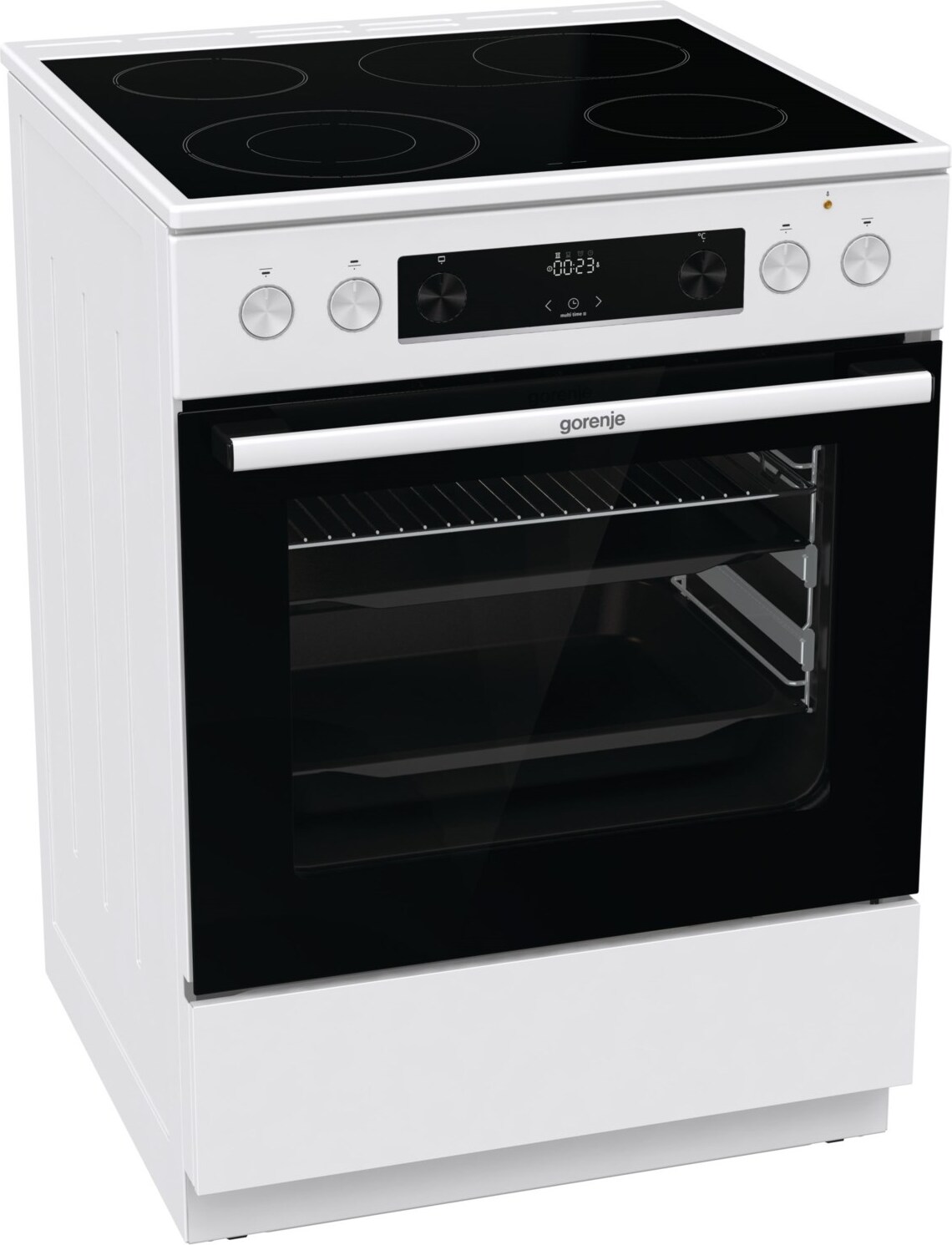 Gorenje GECS6C 70 WPA Elektro-Standherd - Glaskeramik-Kochfeld - 71 Liter - ExtraSteam - GentleClose - AirFry - Versenkbare Knebel - AquaClean - PerfectGrill - Teleskopauszüge - weiß