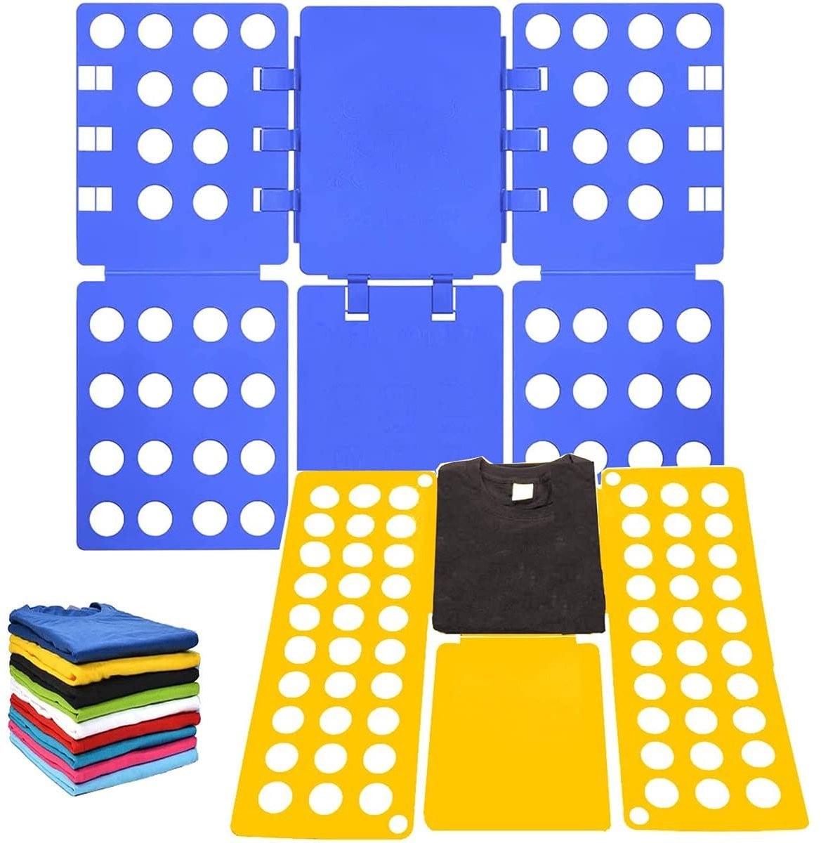 Solidchoice Vouwbord voor Kleding, Set van 2 stuks, Blauw en Geel
