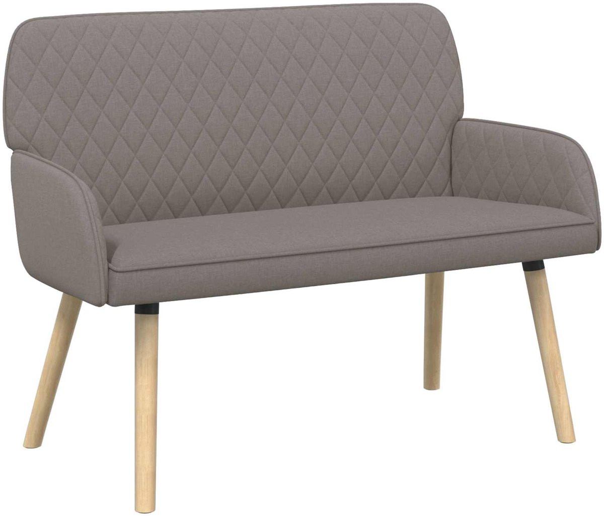 vidaXL 2-zitsbank met massieve houten poten in Taupe linnen stof