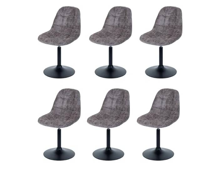 Mendler 6er-Set Esszimmerstuhl HWC-A60 Stahl Chenille - braun