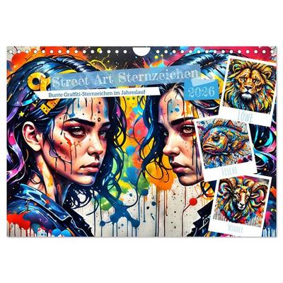 Street Art Sternzeichen (Wandkalender 2026 DIN A4 quer), CALVENDO Monatskalender