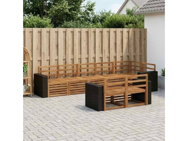 HFMDRMU Outdoor Möbelset Akazie Massivholz, modulares Sofa für Terrasse und Garten mit lackierter Oberfläche, wetterbeständiges Design für langanhaltende Stabilität und natürliche Optik