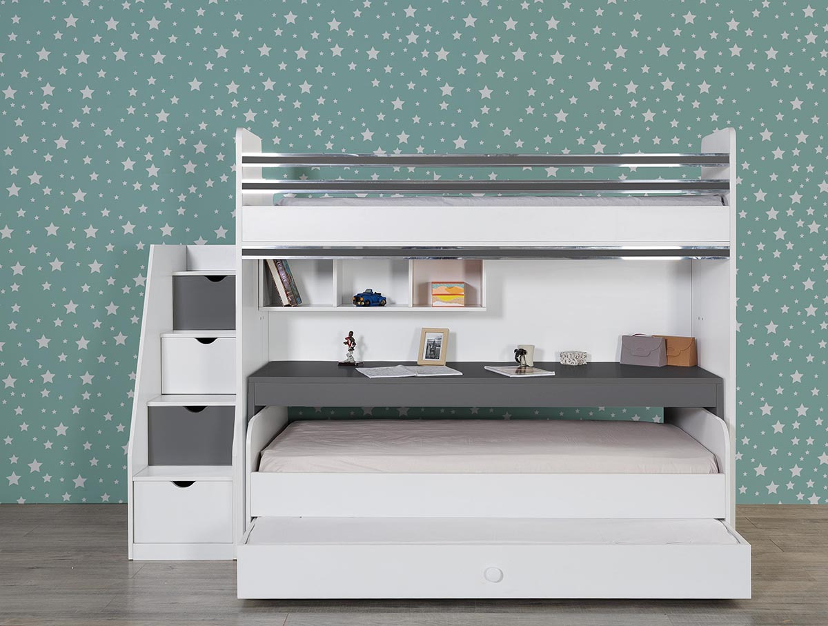 Etagenbett Kinderbett Jugendzimmer Holz Kinder Zimmer Weiß Bett