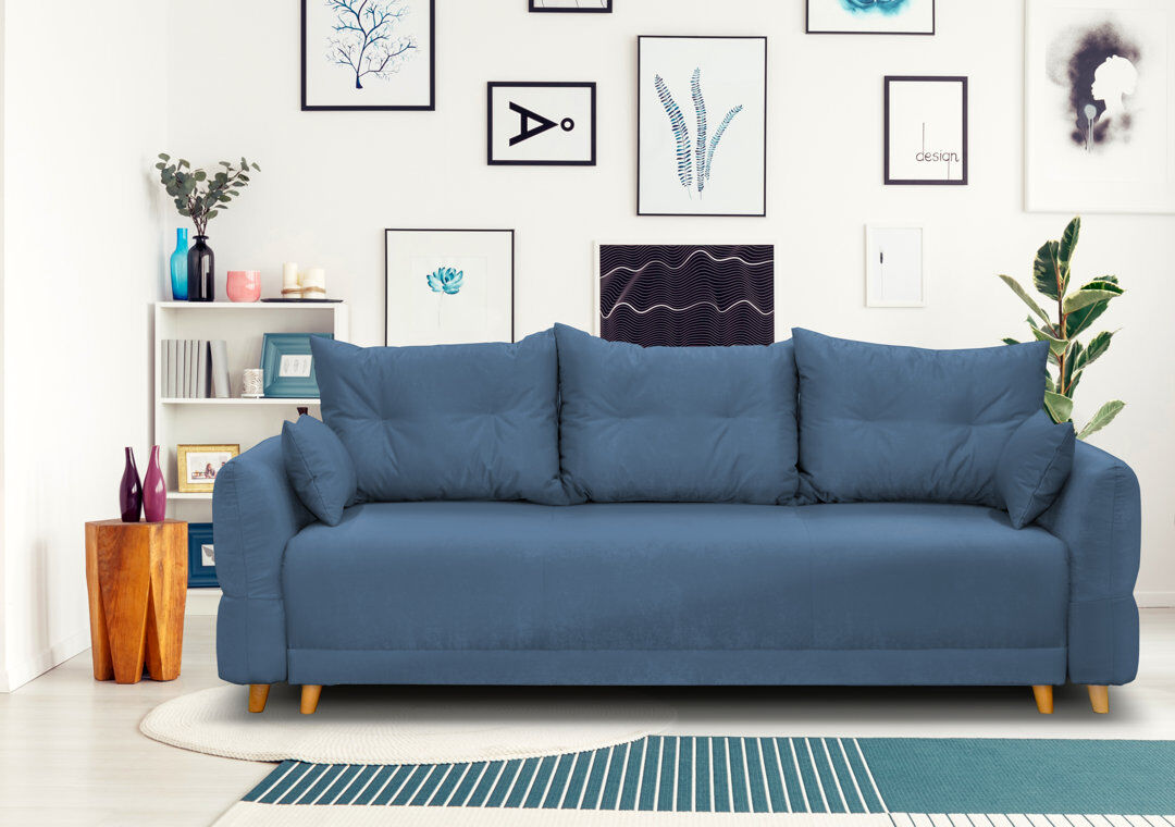 Norden Home Mowbray 3-Seater Sofa Bed Blue 94cm H X 230cm W X 100cm D